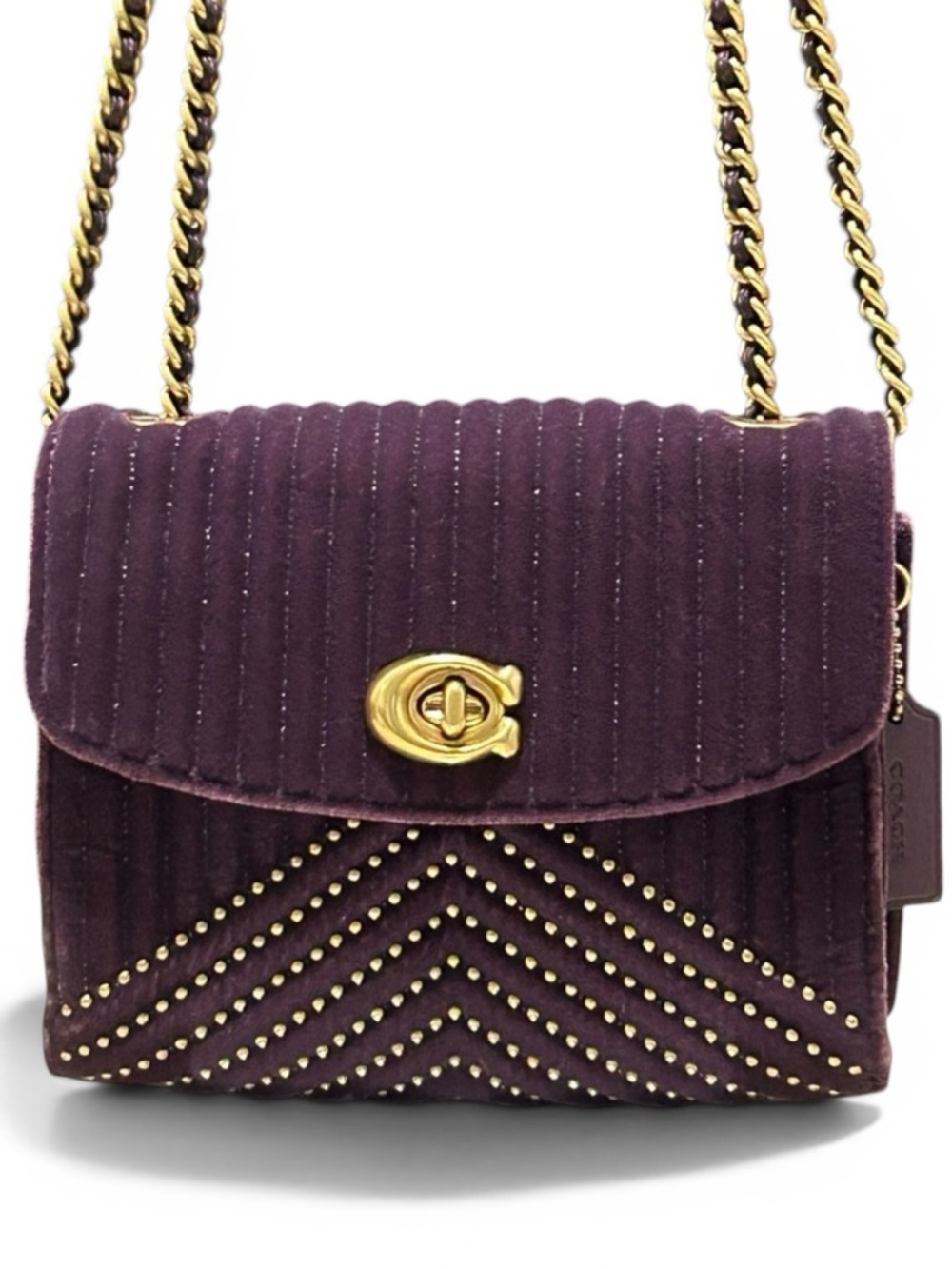 COACH Parker18 Quilted Velvet Calf Leather Trim Convertible Strap Shoulder/XBody